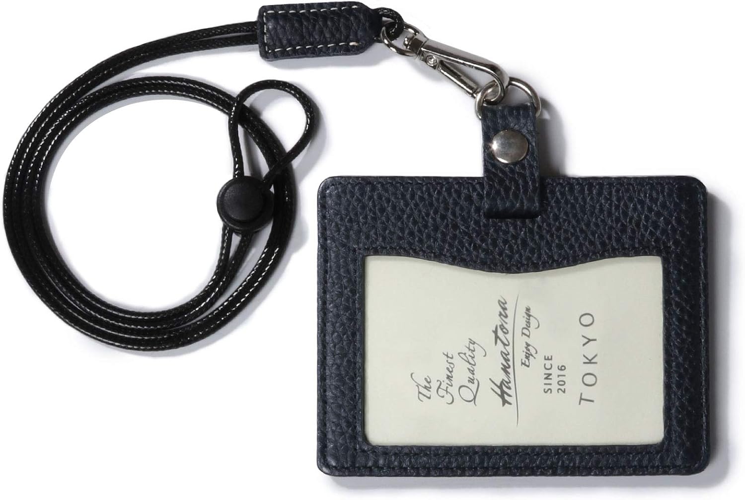 [HANATORA] 本革 IDカードホルダー IDカードケース パスケース 定期入れ カード入れ シュリンクカーフレザー ハンドメイド ギフトにも最適品 薄型 メンズ レディース ユニセックス Edel HCC04 黒 ブラック Black