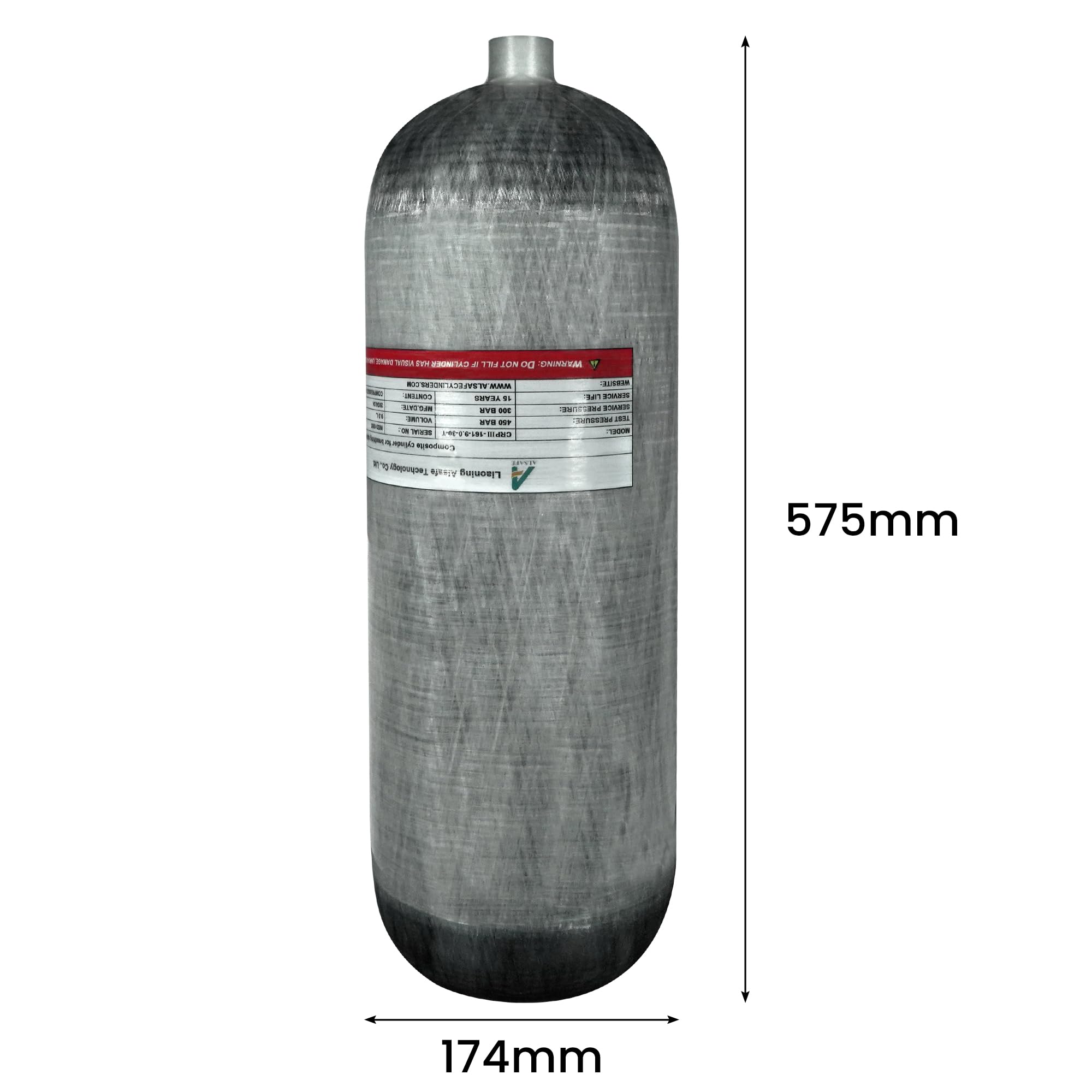 TUXING Tanque de buceo de fibra de carbono de 4500 psi, cilindro compuesto de alta presión de 9 L, 9000 cc, tanque de buceo, cilindro de gas de buceo profundo, tanque de aire Pcp para buceo profundo y