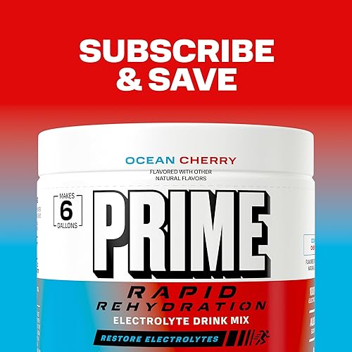 Miniatura 8 de Prime Rapid Rehydration Electrolyte Powder, Ocean Cherry, Sugar Free Hydration Drink Mix with Sodium, Potassium, Magnesium & B Vitamins to Replenish