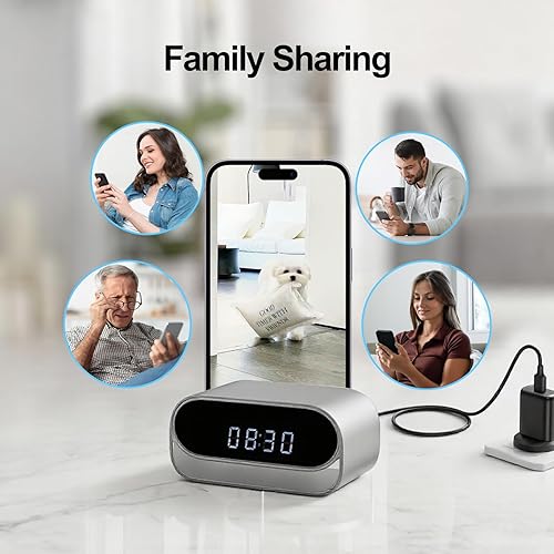 Miniatura 7 de Cámara de reloj inalámbrica 4K Smart Cam con visión nocturna, toma de imágenes, monitoreo de mascotas, lente de 110 grados para uso en la habitación