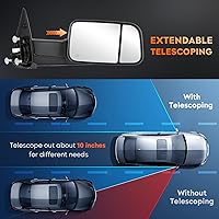 Vista 6 de Youxmoto Espejos de remolque para Dodge Ram 1500 2002-2008, Ram 2500 3500 2003 2004 2005 2006 2007 2008 2009, con calefacción eléctrica luz