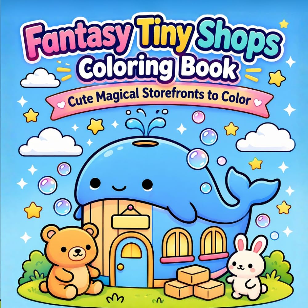 Fantasy Tiny Shops Coloring Book: Cute Magical Storefronts to Color for Kids, Teens, and Adults (Kawaii Cozy Coloring Books)