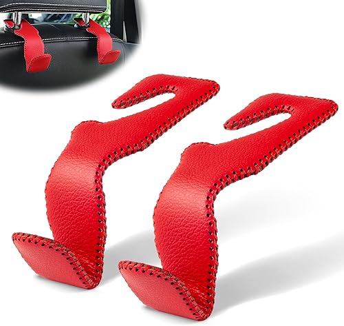 Miniatura 18 de LivTee Gancho de cuero mejorado para reposacabezas de asiento de automóvil, 2 en 1, organizador de ganchos de asiento de automóvil, accesorios Negro