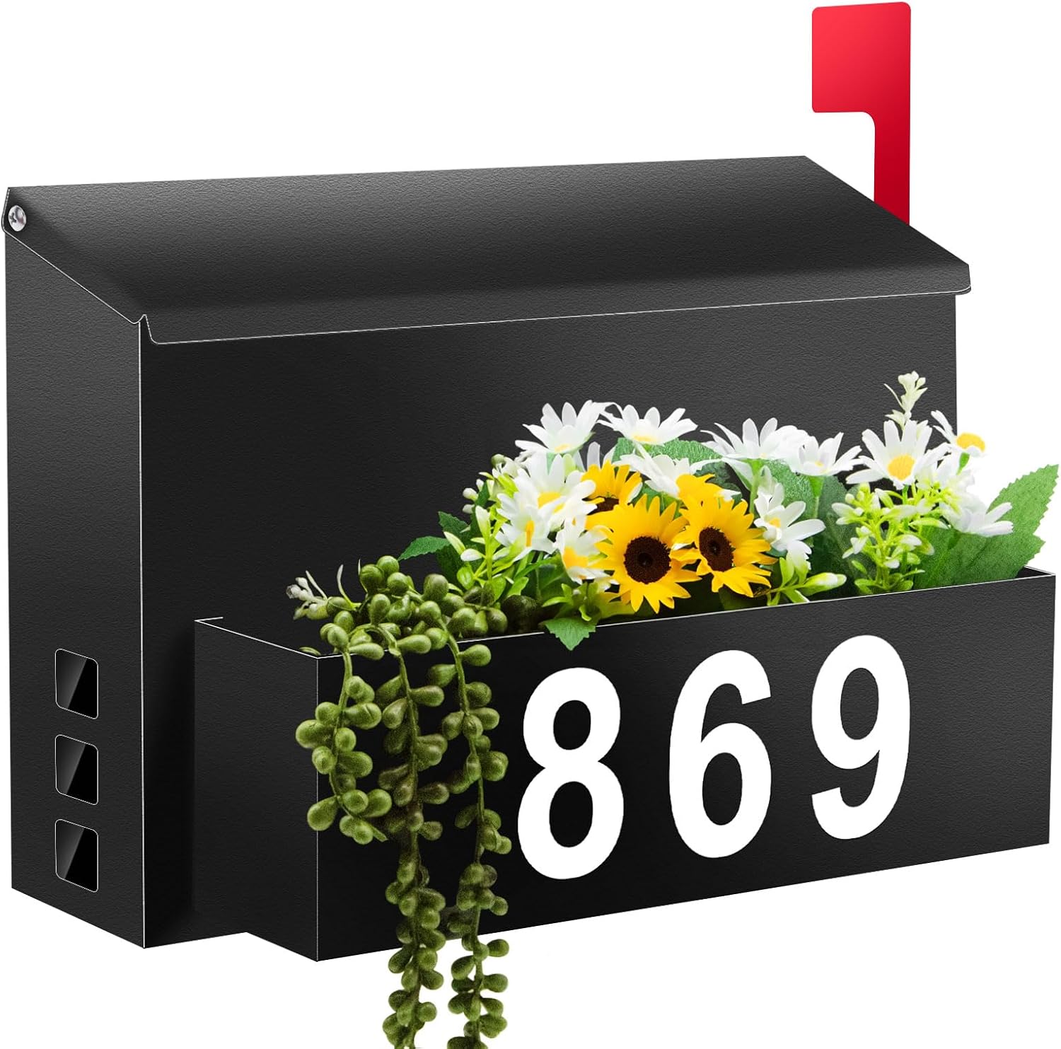 Wall-Mount Mailbox with Flag, Large Capacity Mailboxes for Outside ...