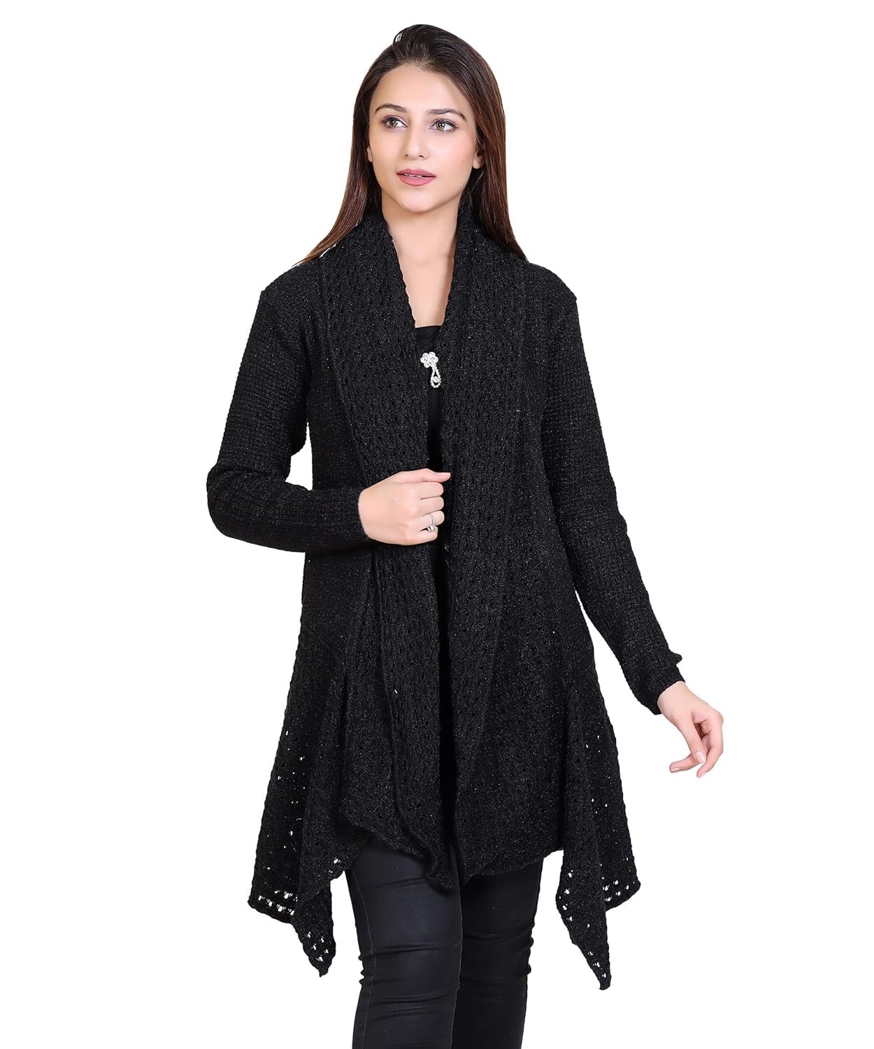 Women Winter Designer Woolen Sweater Plain Shrug Cardigan (Freesize)