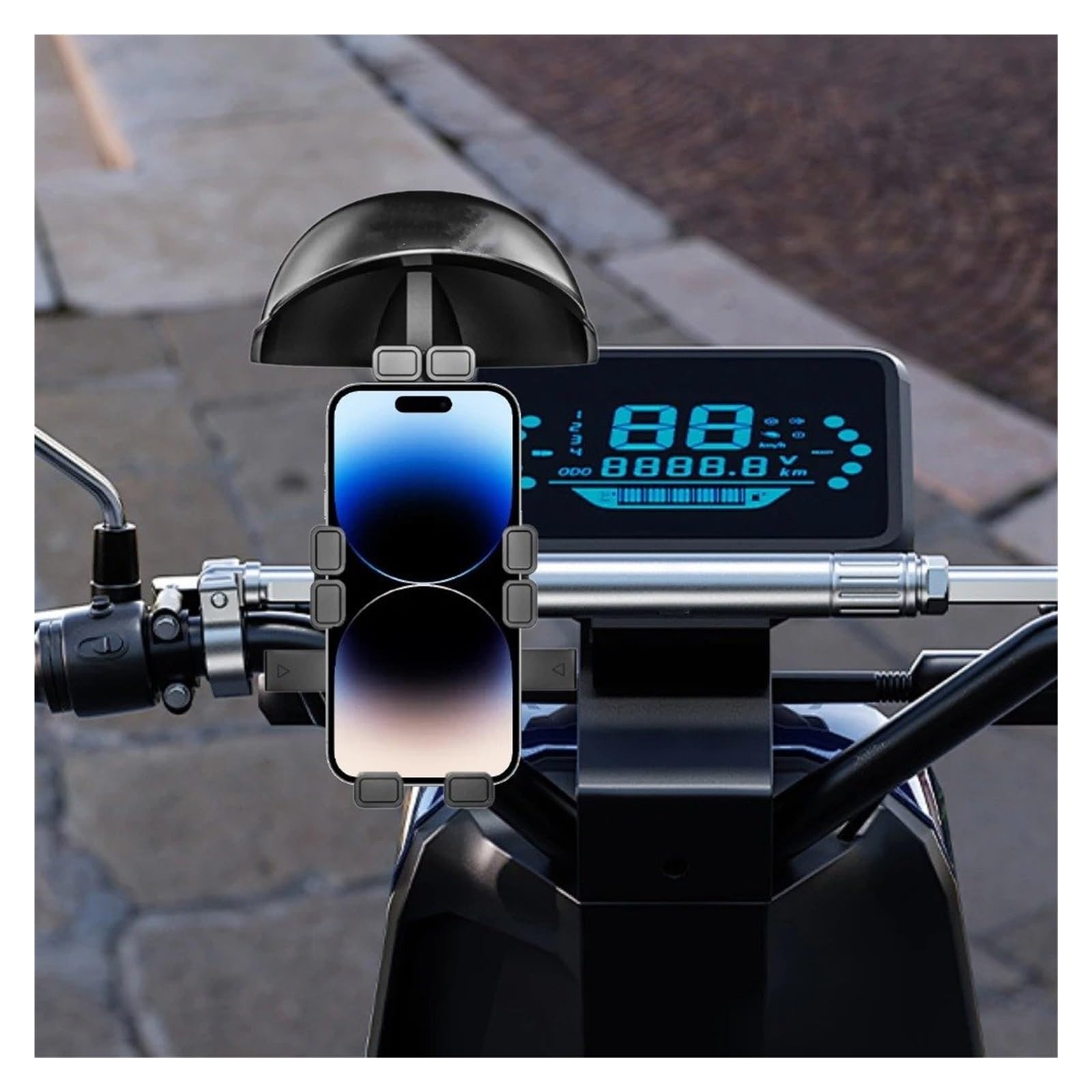 Support Navigation GPS Support De Navigation pour Vélo Électrique, Petit Casque, Pare-Soleil, Poignée Moto, Téléphone, Parapluie Étanche(A)