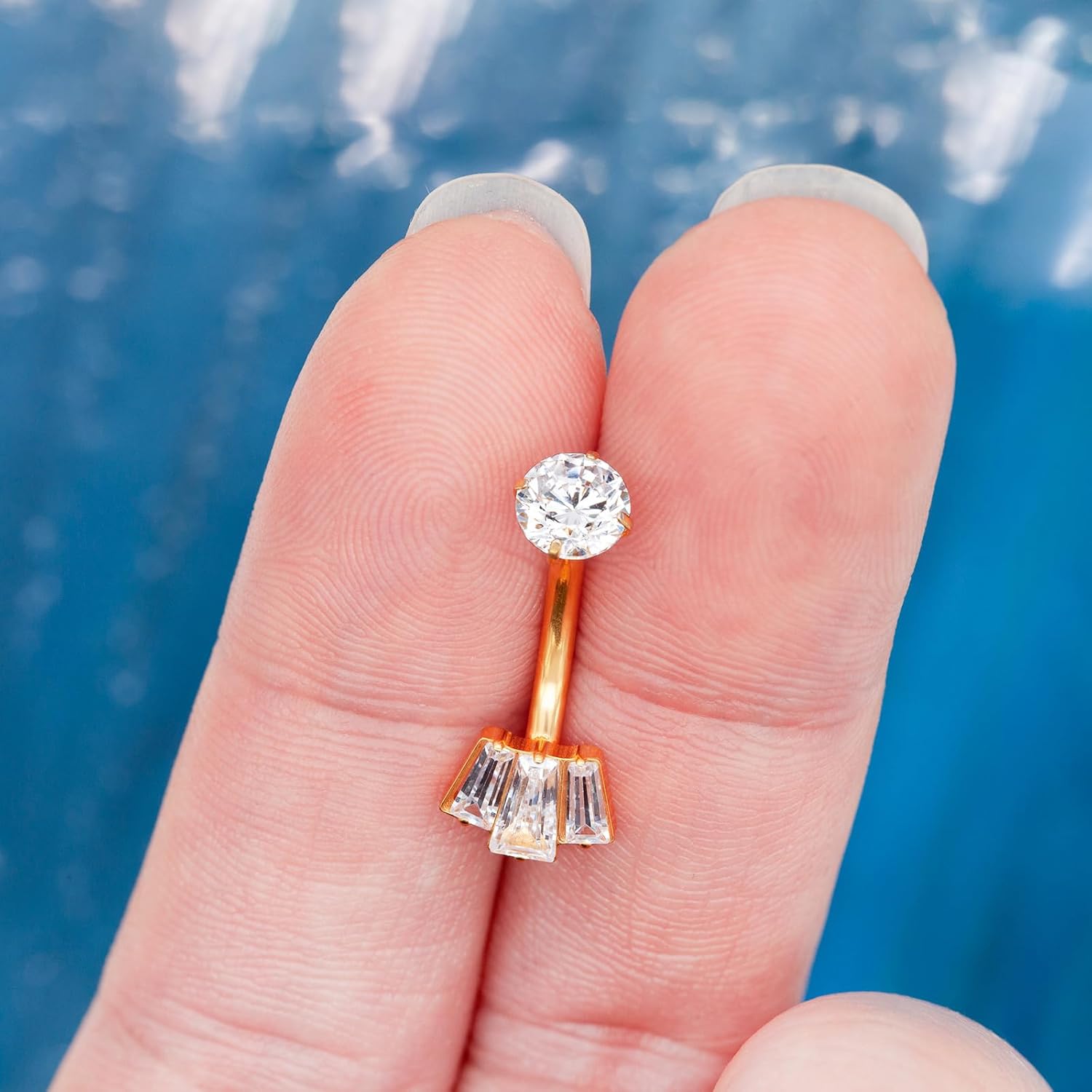 G23 Titanium 14G Belly Button Rings for Women, 10mm Internally Threaded Belly Navel Piercing Jewelry, Curved Barbell - Image 6