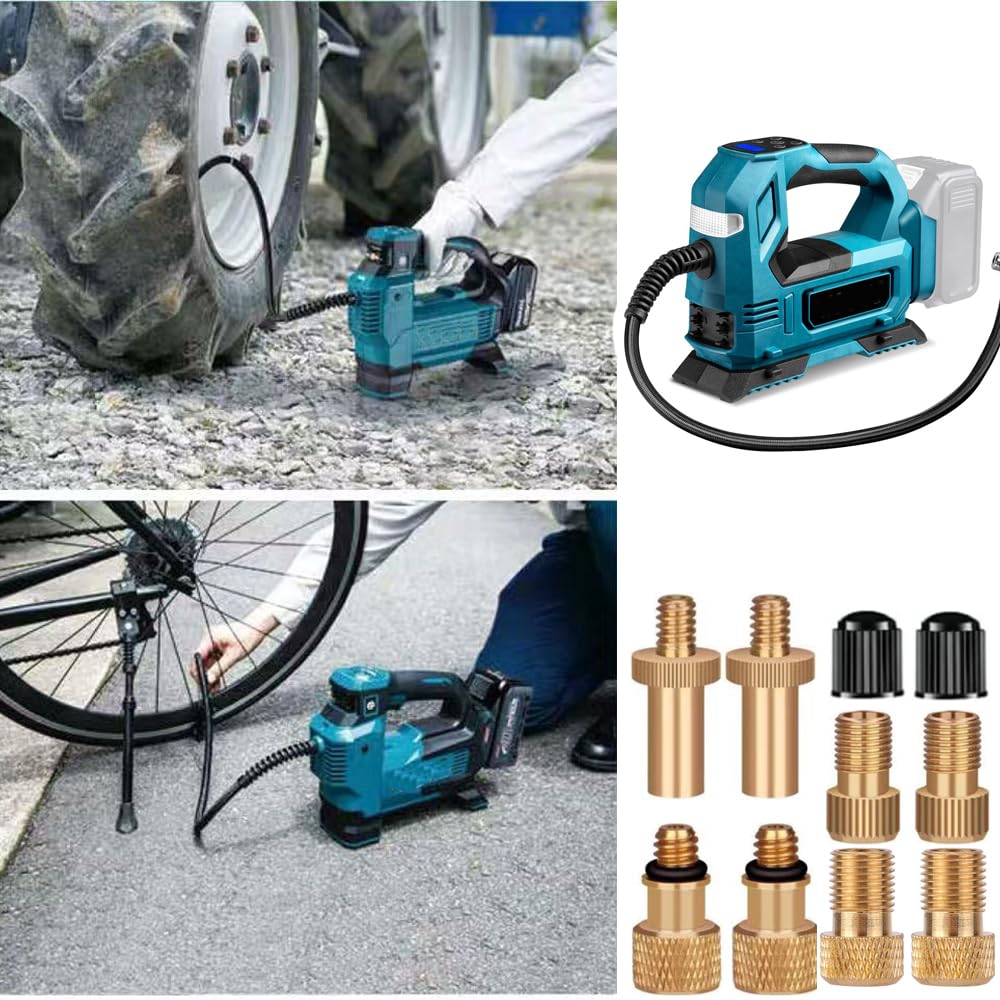 Akku-Kompressor Kompatibel für Makita 18V Akku, fahrradpumpe, LED,Unterspannungsschutz,Überlastungsschutz, Tragbare Luftpumpe für Auto, Motorrad, Fahrrad, Bälle (ohne Akku)
