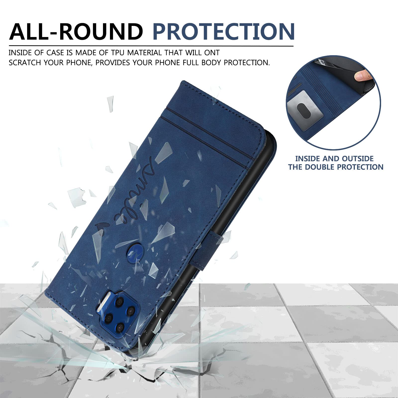 Flip Cover Con Motivo Cuore Per Motorola Moto G42 4G, Custodia Portafoglio In Pelle PU, Slot Per Carte, Cordino E Supporto, Colore Verde