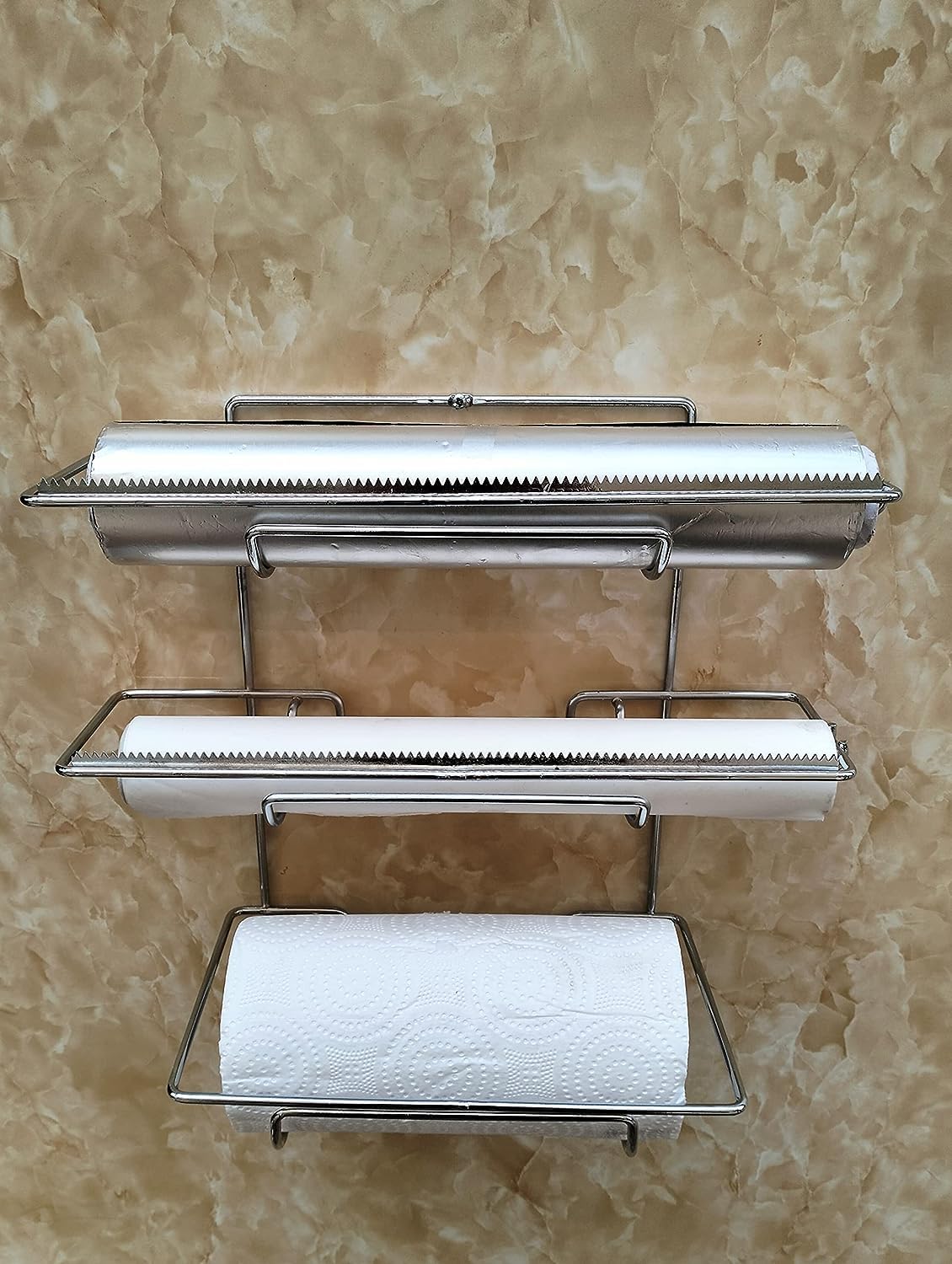 appeasy Triple Paper Roll Dispenser Holder Stand for Cling Film Wrap Aluminium Foil and Paper Roll