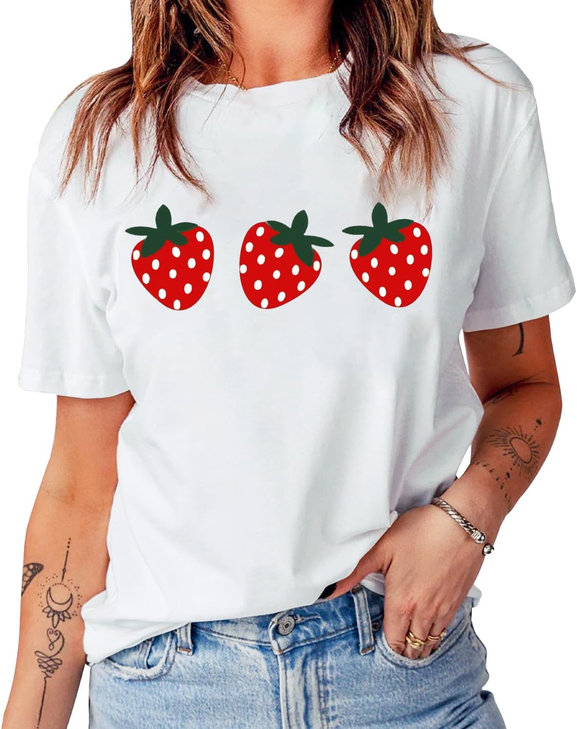 Women Strawberry Shirts Fruit Lover Berries T-Shirt Gardening Tee Farmer Gardener Gifts Tops