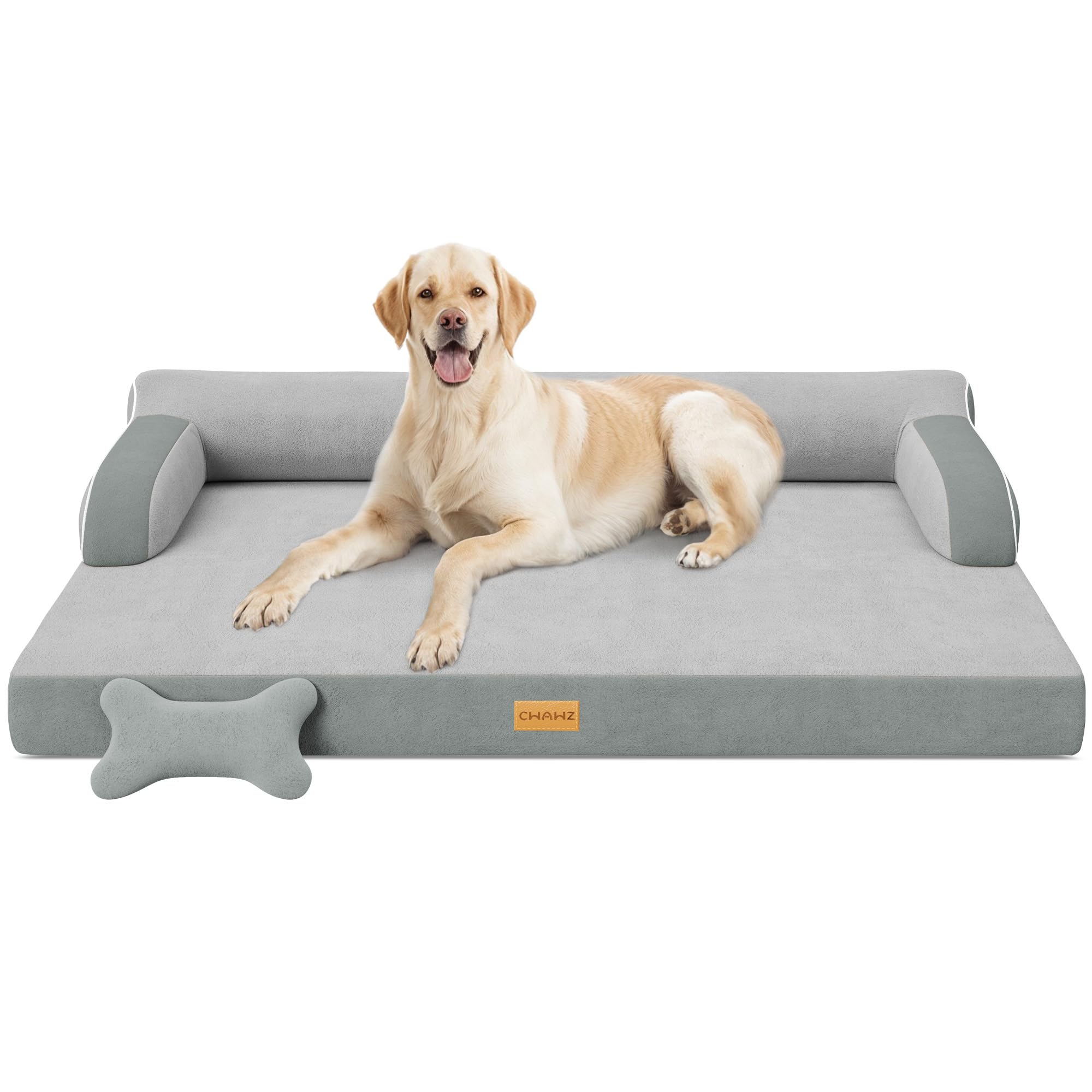 CWAWZ XL Plus Orthopedic Dog Bed, Big Dog Bed for Large Sized Dogs, Dual-Sided Pet Cooling Beds with Memory Foam Washable Cover Nonslip Bottom, Waterproof Pet Couch with Bolster, Light Grey-image-45