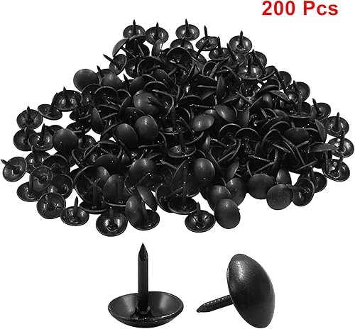 Miniatura 2 de Hitefu 200 tachuelas de tapicería negras para muebles tapizados, tablero de corcho, sofá, proyectos de bricolaje o decoración del hogar, tachuelas