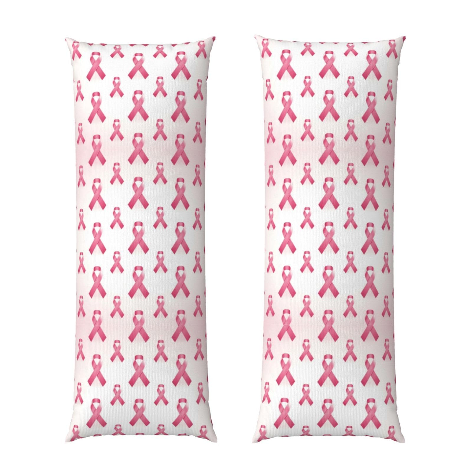Long Pillowcase 20x54, Breast Cancer Awareness Pink Ribbon, Soft Velvet Pillow Cover with Hidden Zipper, Plush Cushion Protector for Bedroom Sofa Couch Sleeping