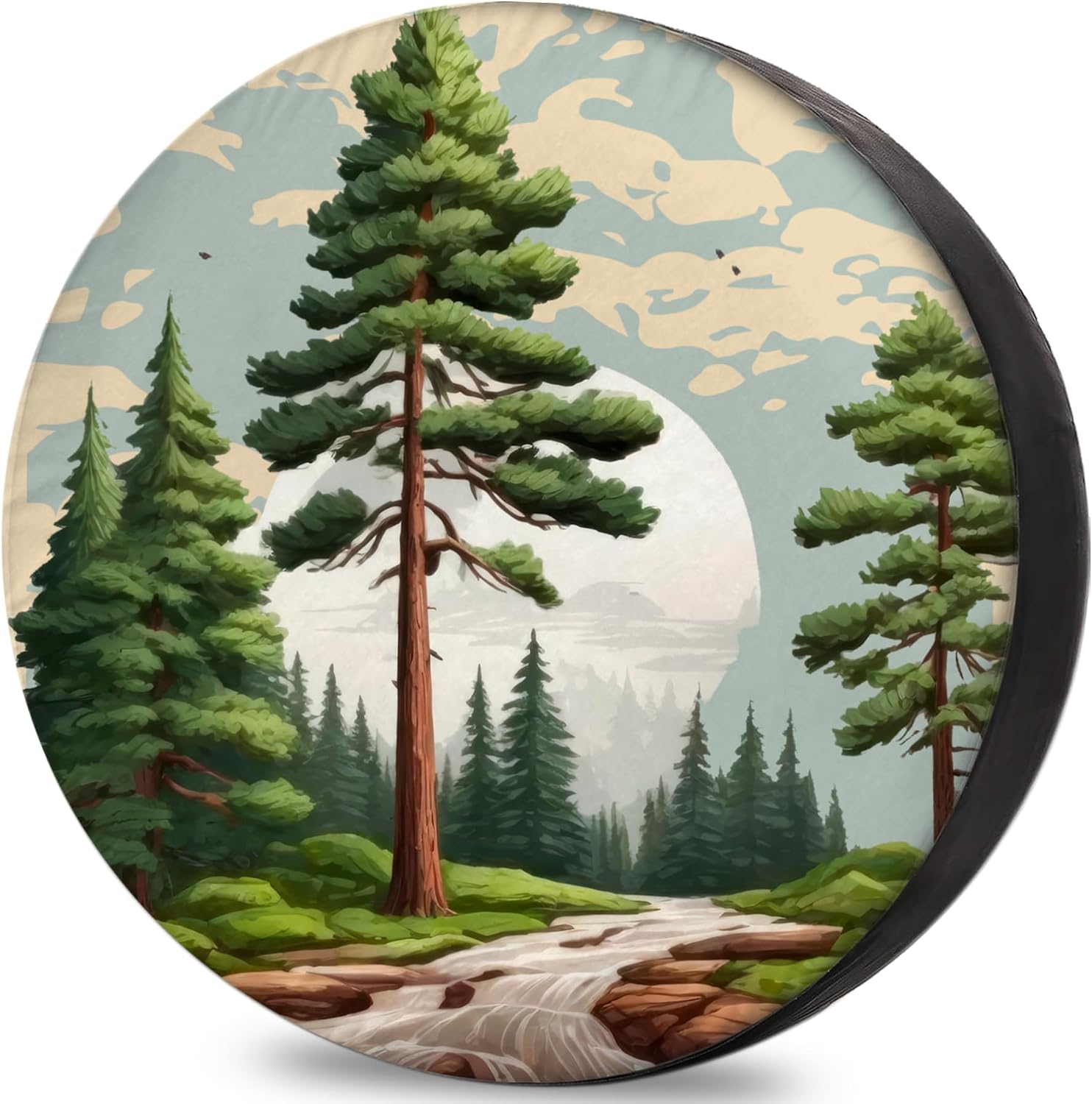 RV Spare Tire Cover Forest Hiking Waterproof DustProof Universal for Trailer SUV Van Camp Travel Trailer 12" 13" 14" 15" 16" 17 Inch Wheel
