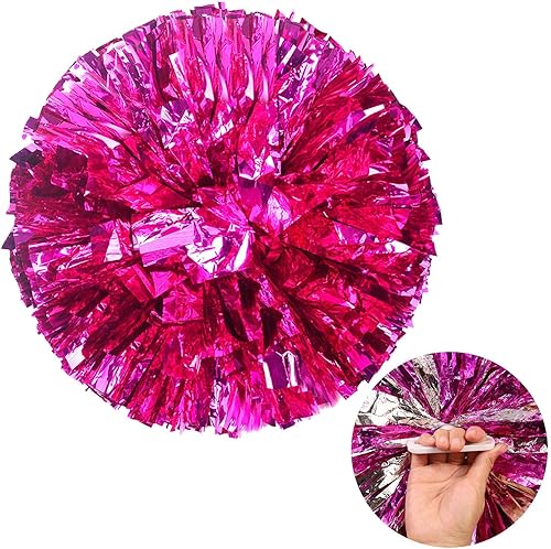 Miniatura 1 de ZOOYOO 2 pompones metálicos de animadora de 12 pulgadas para animadora para animadora de espíritu de equipo, deportes, baile, animación, niños y
