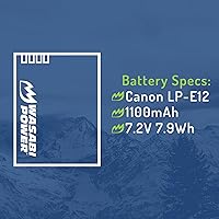 Vista 3 de Wasabi Power Batería LP-E12 para Canon EOS M, EOS M10, EOS M100, EOS M50 M50 MII, EOS Rebel SL1 (EOS 100D), PowerShot SX70 HS