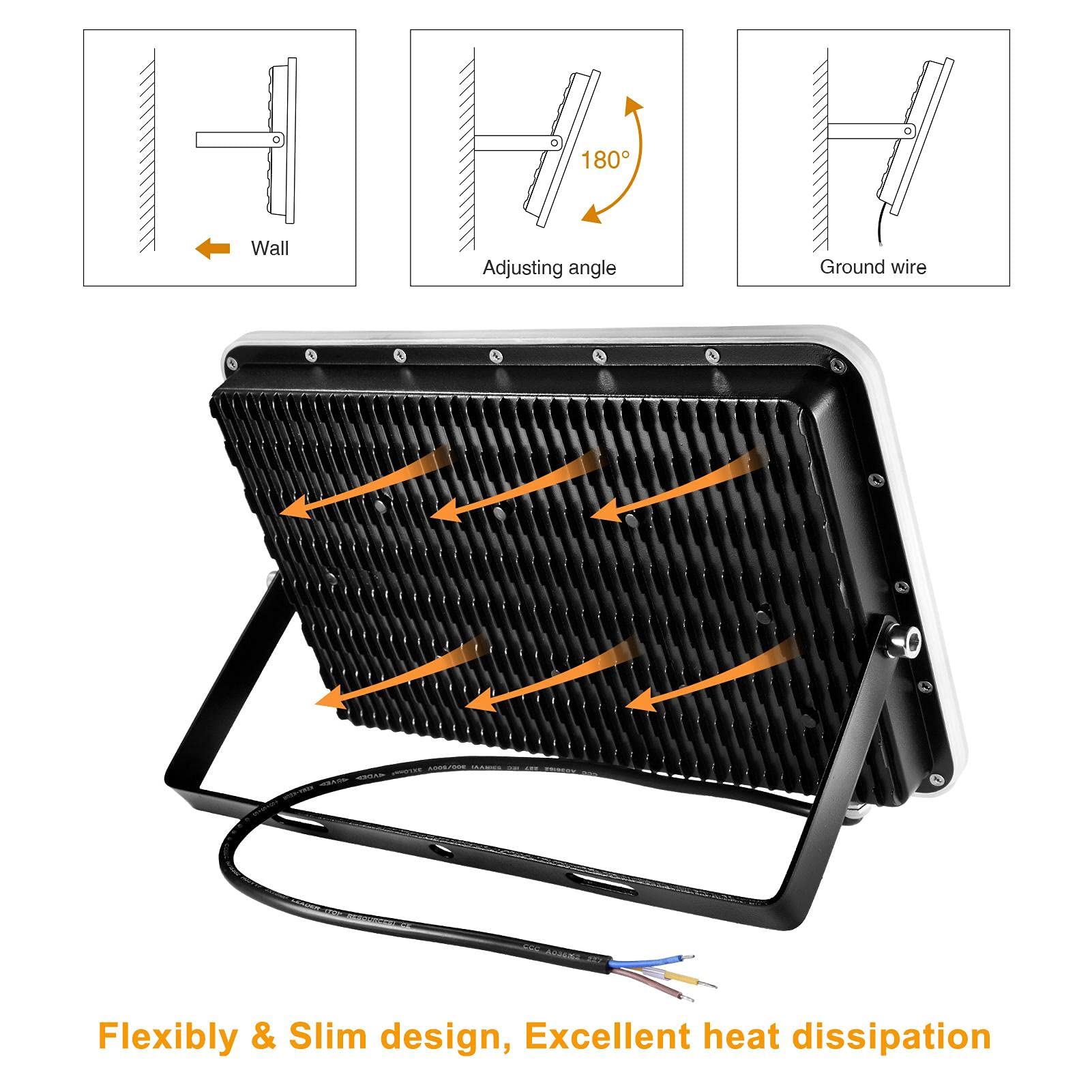Proiettore LED da 100 W per Esterni, Proiettore Impermeabile Ip67, Faretto Industriale di Sicurezza, Proiettore per Esterni, Lampada da Parete da Lavoro per Cortile, Giar,
