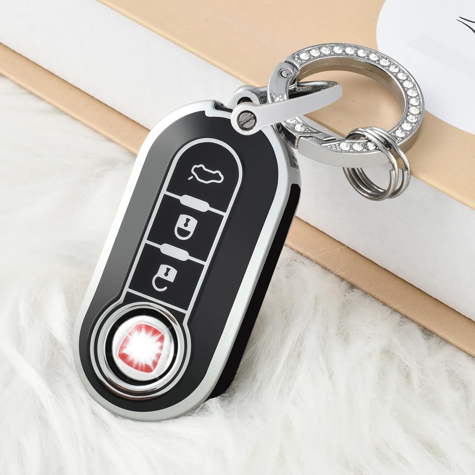 Custodia Chiavi Auto Per Fiat E Lancia - Cover Telecomando Con Portachiavi