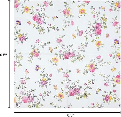 Miniatura 3 de Wrapables Servilletas de papel florales de 2 capas (40 unidades) para bodas, cenas, fiestas de té, decoración decorativa, mariposas rosadas