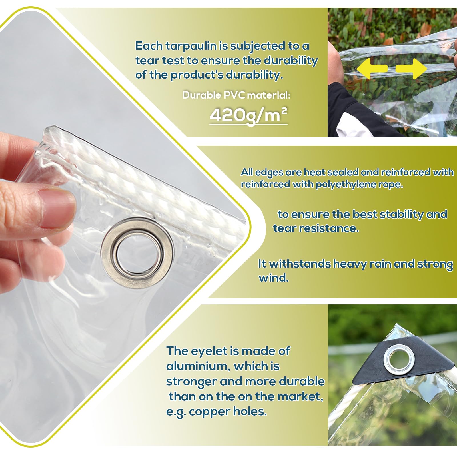 Bâche Transparente Imperméable, Résistant à La Déchirure Bâche De Protection Étanche, Résistant à Poussière Avec Cordon(2x2m