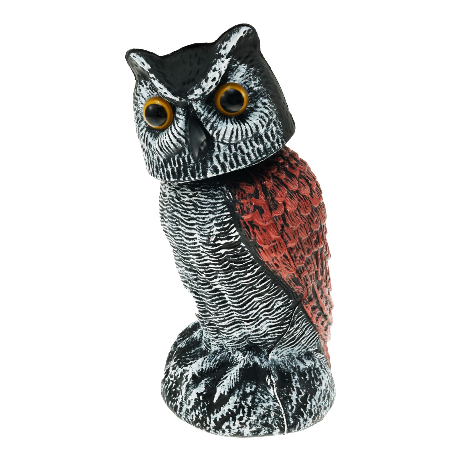 Owl Bird Scarer, Forgery Owl Decoys Simulation Garden Realistic Bird Deterrent with 360° Rotating Head Owls Statue Ornament