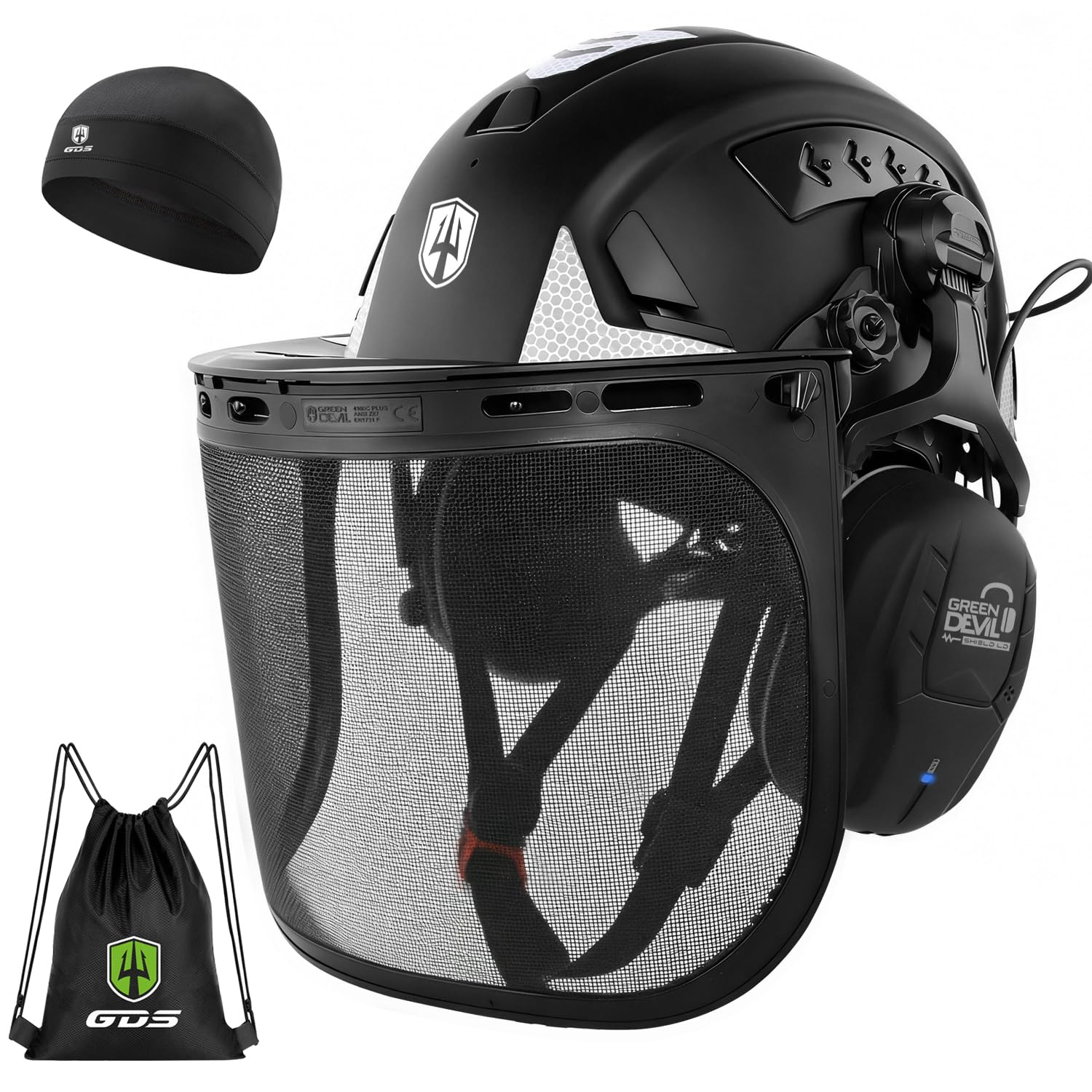 GREEN DEVIL VOLTEK Forest AIR Waldarbeits-Schutzhelm ABS Forsthelm für Hocharbeitsplätze Zertifizierung EN12492 Bestanden EN397 Stoßdämpfung und Eindringfestigkeit Test Berufsschutzhelm
