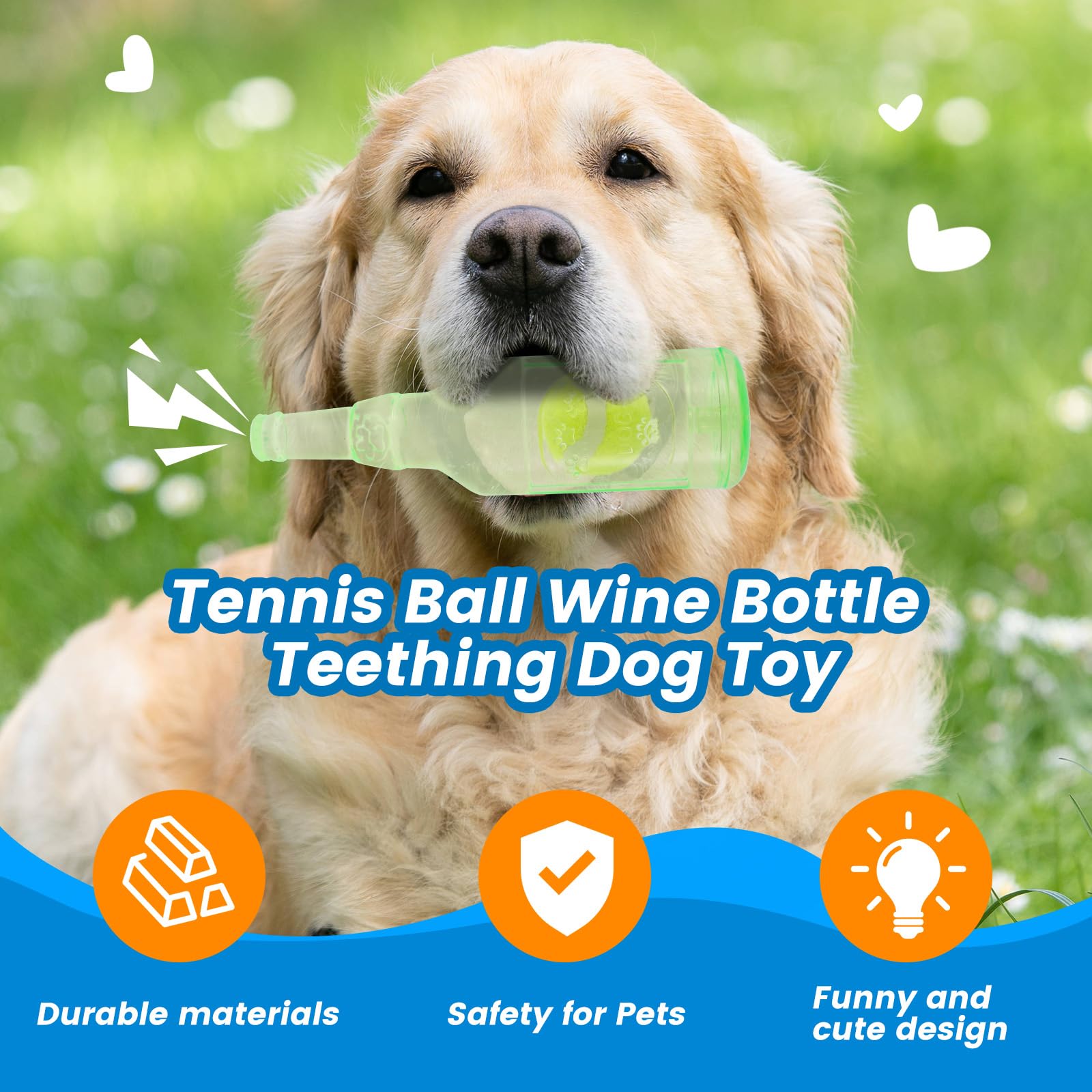 Zentric Crunch Play Bottle Hundespielzeug - Mit Tennisball & Knistergeräusch, Blau Klein