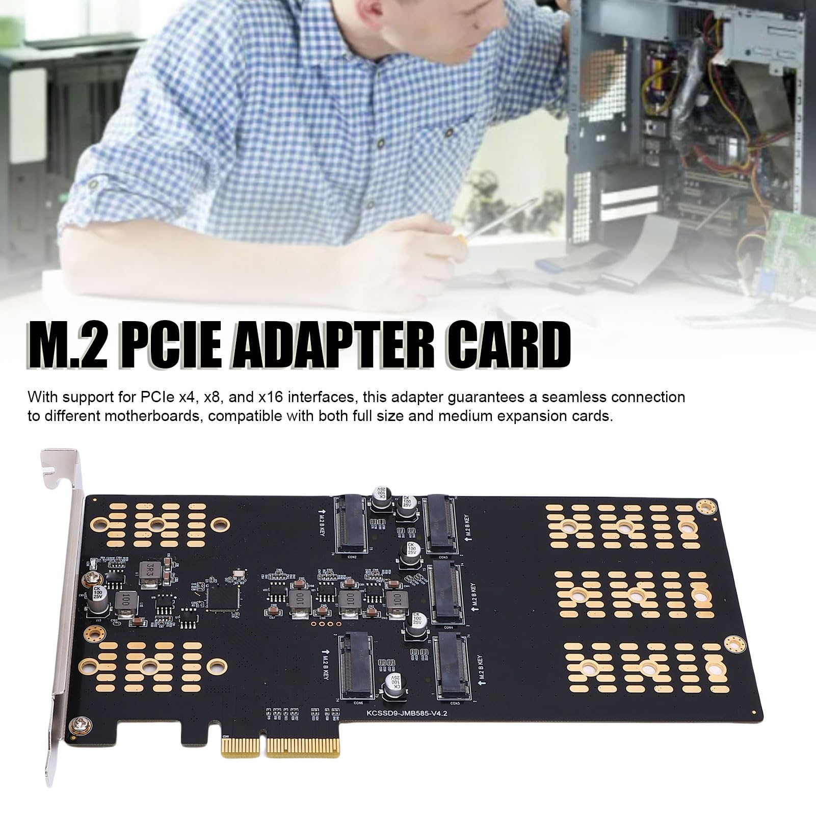 Bewinner M.2 PCIE do SATA SSD Adapter 5-Bay Karta Ekspansji dla 2280 2260 2242 2230 SSD-Szybkie Interfejs M.2 z obsługą Wielu Obwodów