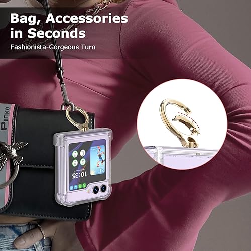 Miniatura 6 de DAKORIE Funda diseñada para Galaxy Z Flip 5 con protección de bisagra, funda transparente Flip 5 con soporte para Galaxy Z Flip 5 5G (2023),