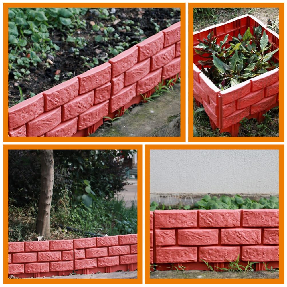 4 Pezzi Bordi In Plastica Staccionate Giardino Imitazione Pietra Mattoni Prato Aiuole Bordo Pannelli Decorativi Paesaggistici Per Cortile Giardino Esterno