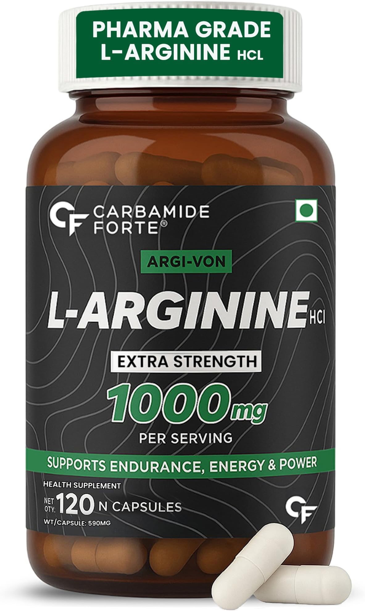 Carbamide Forte L Arginine 1000mg Supplement Per Serving - 120 Veg Capsules