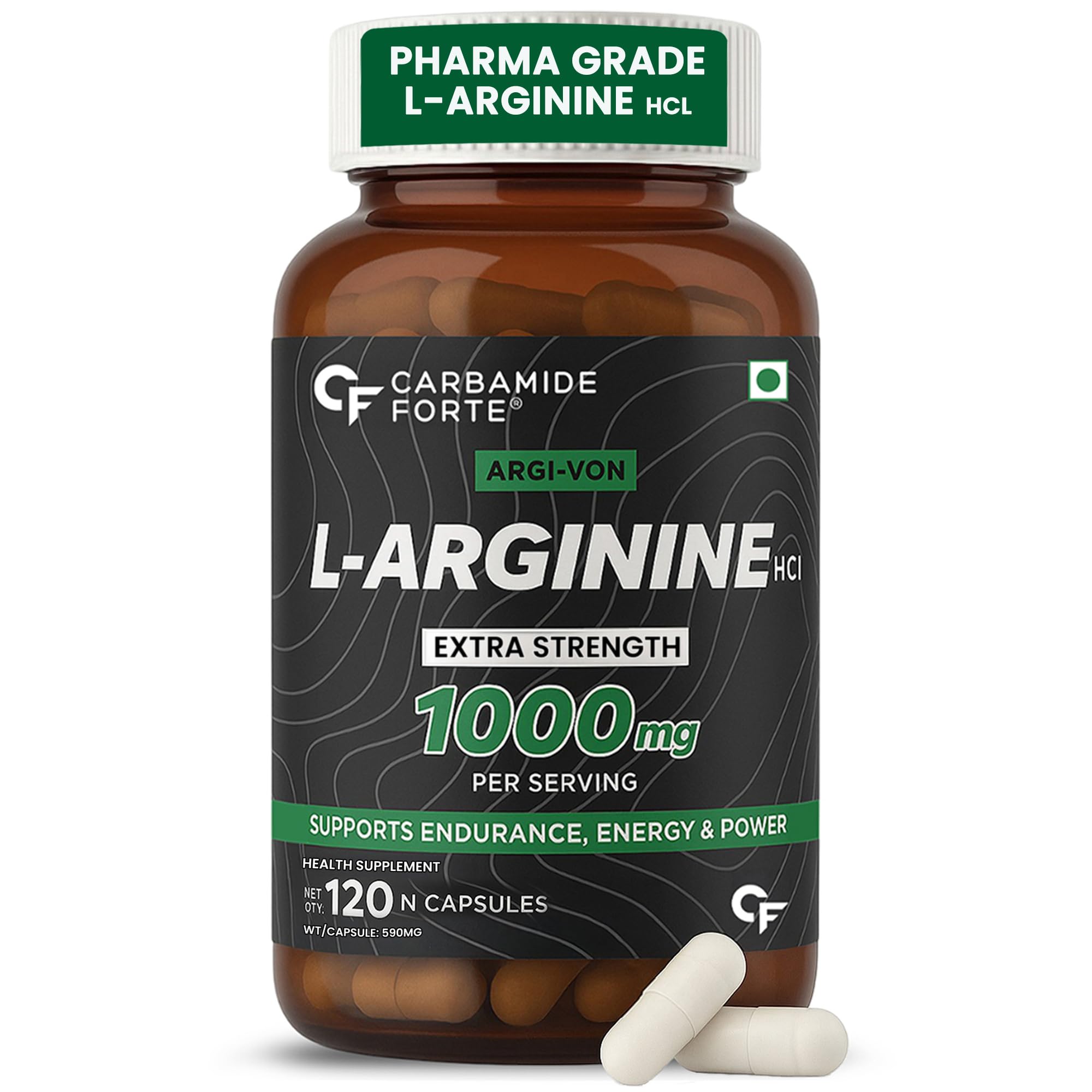Carbamide Forte L Arginine 1000mg Supplement Per Serving - 120 Veg Capsules