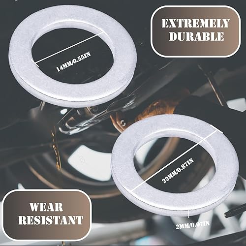 Miniatura 2 de 10 PCS Arandelas de Aplastamiento de Aceite de MotorJuntas de Tapón de Drenaje de Repuesto para Honda 94109-14000 Accord Civic Fit CR-V CR-X CR-Z