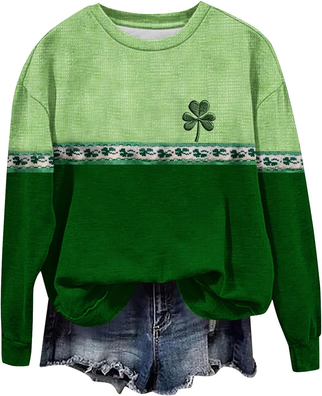St Patricks Day Shirt Women Long Sleeve Graphic Sweatshirts Cute Crewneck Sweatshirt Plus Size Casual Pullover Tops