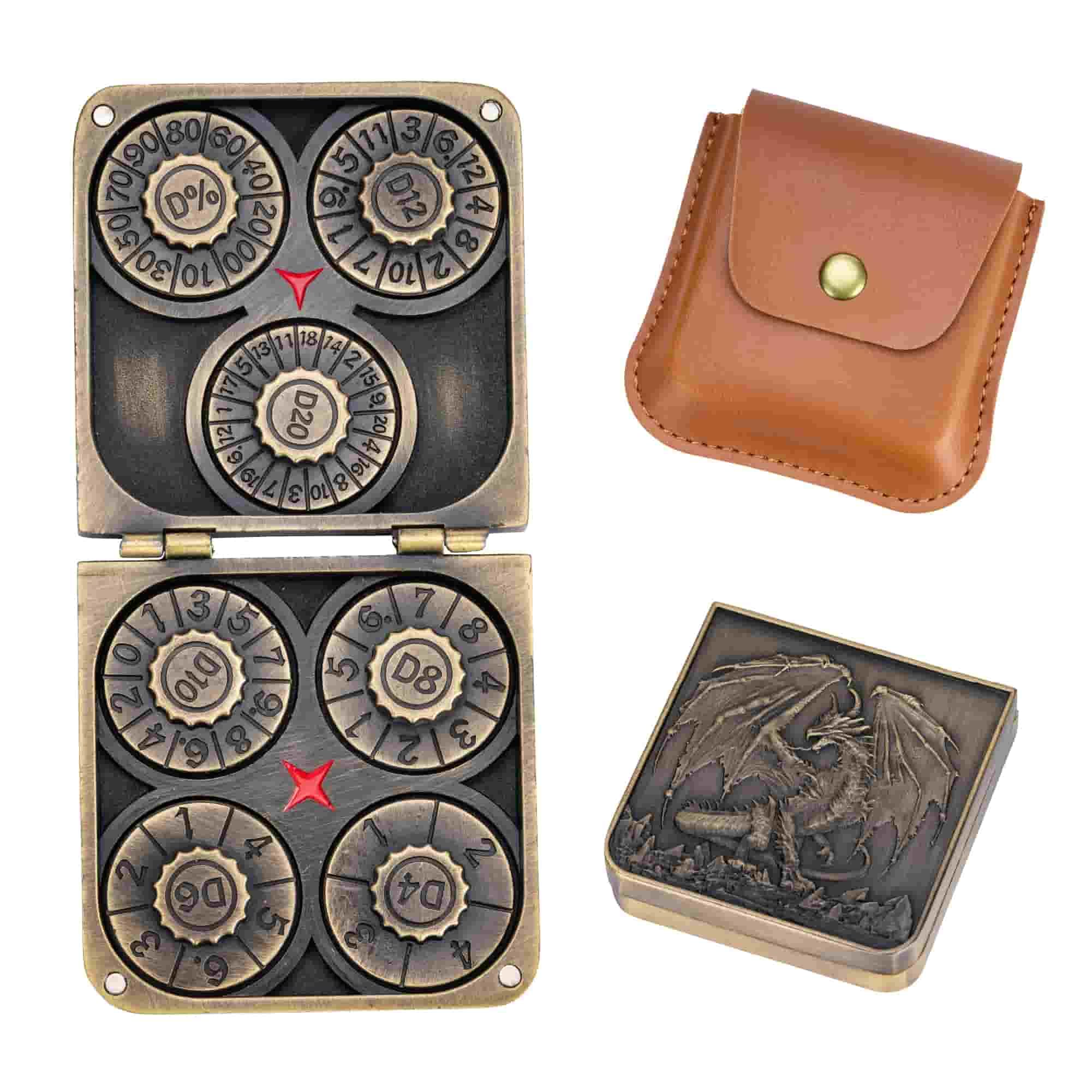 Dadi Spinner DND In Metallo - Set 7 In 1 Con Custodia Per Giochi Di Ruolo
