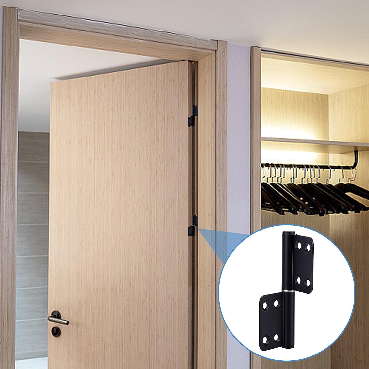 12Pcs Lift Off Flag Hinges 3.5 Inch Black Detachable Hinge with Pin & Caps Aluminium Alloy Flag Hinge for Wooden Metal Doors Windows and Various Functional Metal Equipment