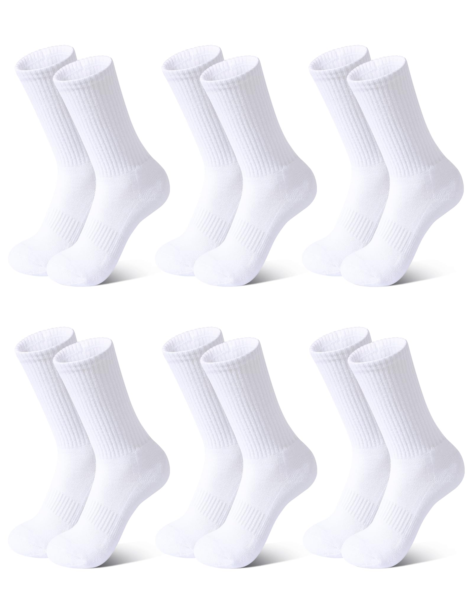 Auranso 6 Paar Baumwolle Socken Kinder, Atmungsaktiv Sportsocken, Unisex Tennissocken, Socken Jungen Mädchen 31-34, 35-38