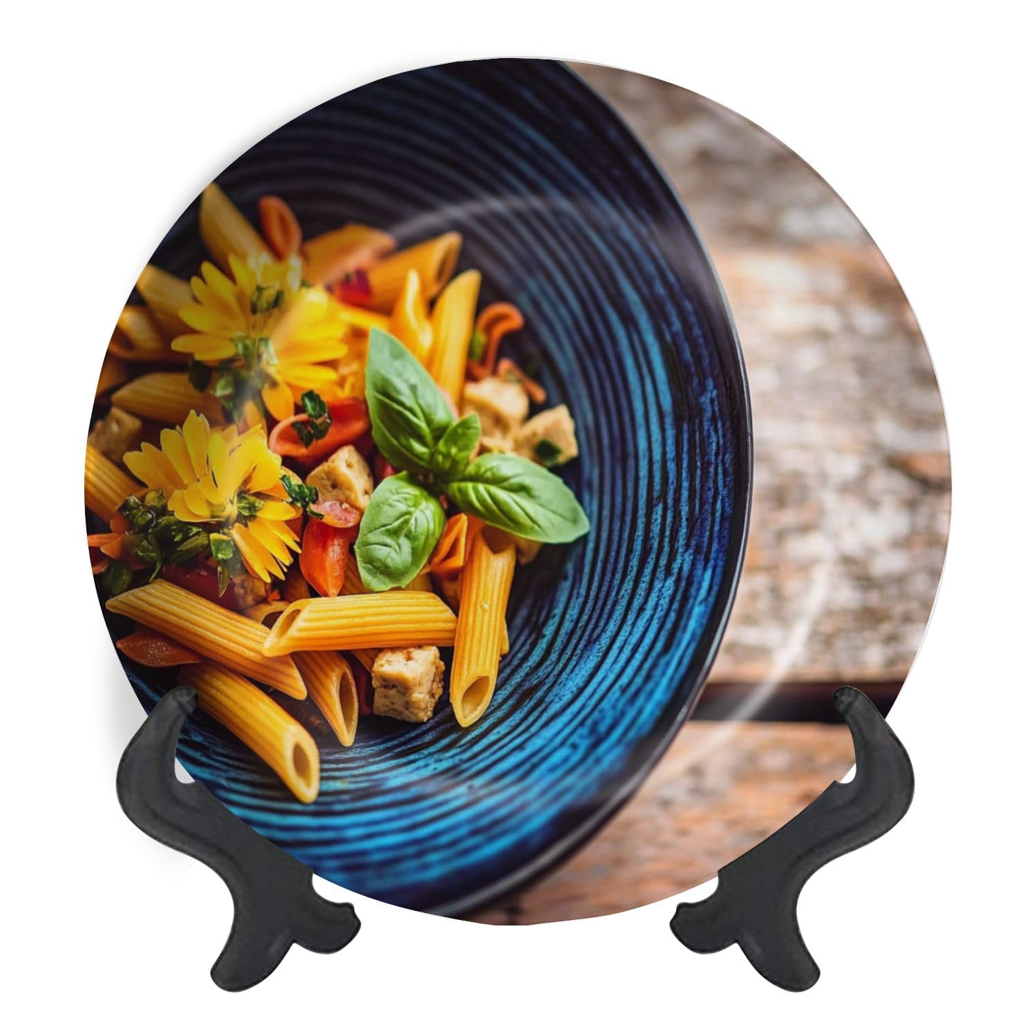 Decorative Plates for Display Vegan Low Carb Lentil Pasta Veggies Tofu Gift Plates Ceramic Collections Plates Hanging Artwork for Living Dining Room Kitchen Souvenir