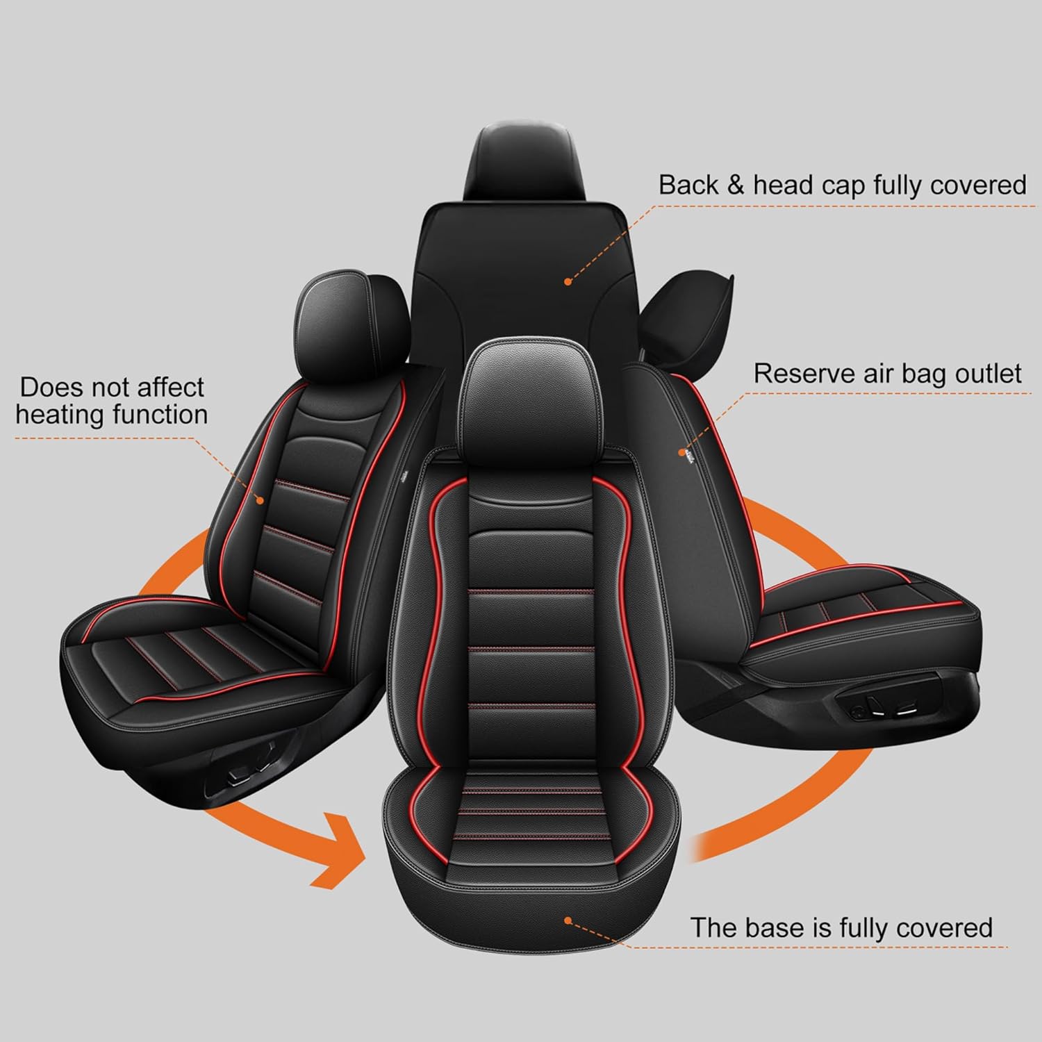 AOMSAZTO Fit for Dodge Charger 2006-2025 Waterproof Leather Seat Covers 5 Seats Full Set Custom : Car for Charger R/T SRT SXT GT Scat Pack Comfortable Breathable (Black&Red Line-5PCS Full Set)