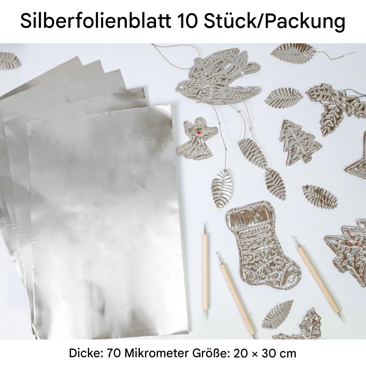 Generisch Hojas de aluminio para manualidades, 10 unidades, 0,07 mm de grosor, material de arte suave, hojas de papel de aluminio para manualidades, para pintura, grabado, montaje, decoración del