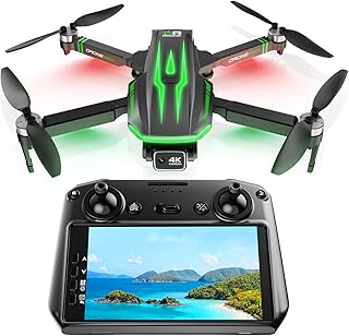 Drones GPS S8 con cámara 4K para adultos principiantes, pantalla LCD HD de 5 pulgadas en el controlador, FPV plegable RC Quadcopter con Follow Me, 60 minutos de tiempo de vuelo largo, motor sin