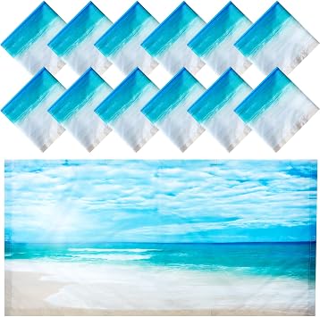 Hortsun 12 Pcs Fluorescent Light Covers Bulk, 4 x 2 ft Magnetic Fluorescent Drop Ceiling Lighting Covers Light Filter Shade for Home, Office, Hospital, School Classroom DecorationBeach in Sunny Day