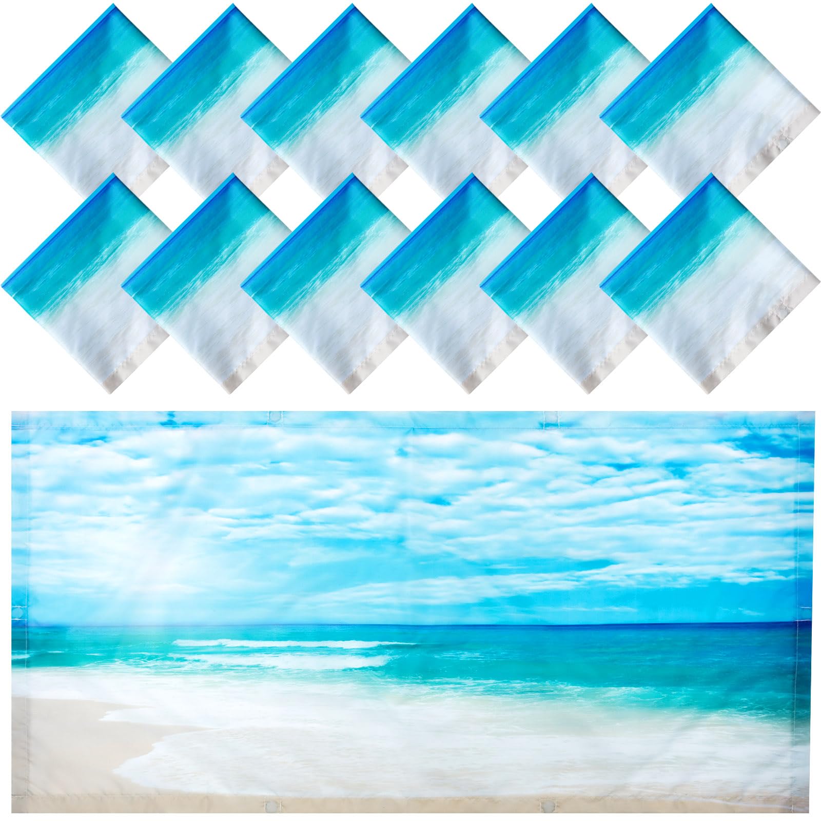 Hortsun 12 Pcs Classroom Fluorescent Light Covers Bulk, Beach in Sunny Day
