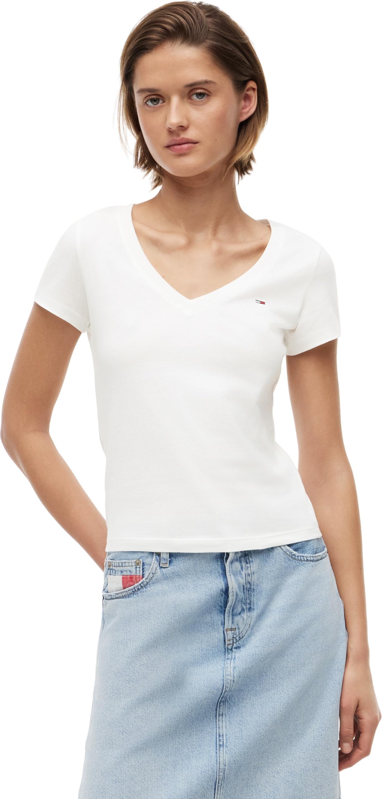 Tommy Jeans Damen 2er Pack T-Shirts Kurzarm mit V-Ausschnitt