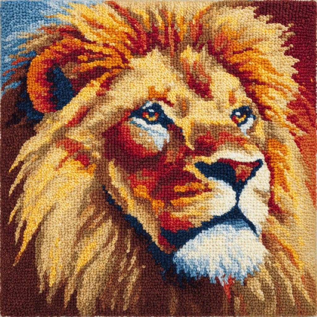 Henypt DIY Pillow Cover Latch Hook Cushion Kits, Lion