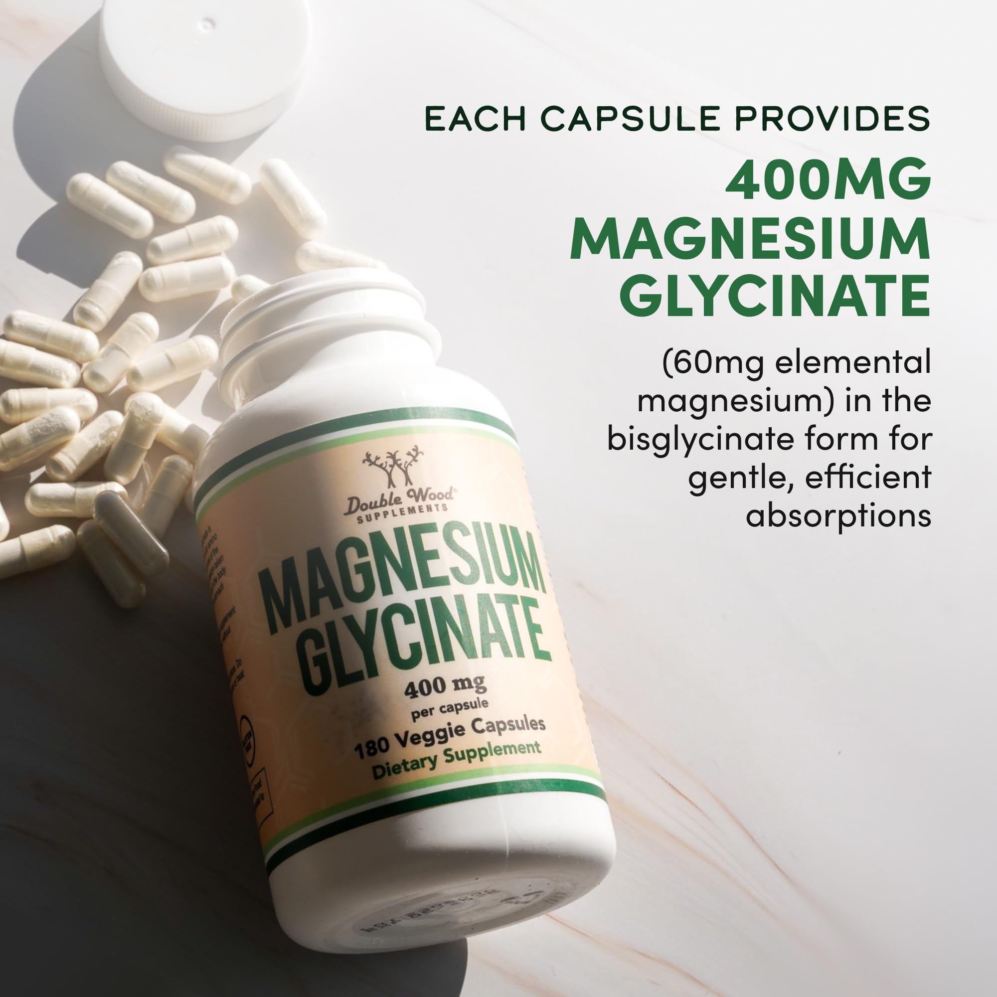 Magnesium Glycinate 400mg, Chelated Magnesium Supplement, 180 Capsules — Amazon image 4