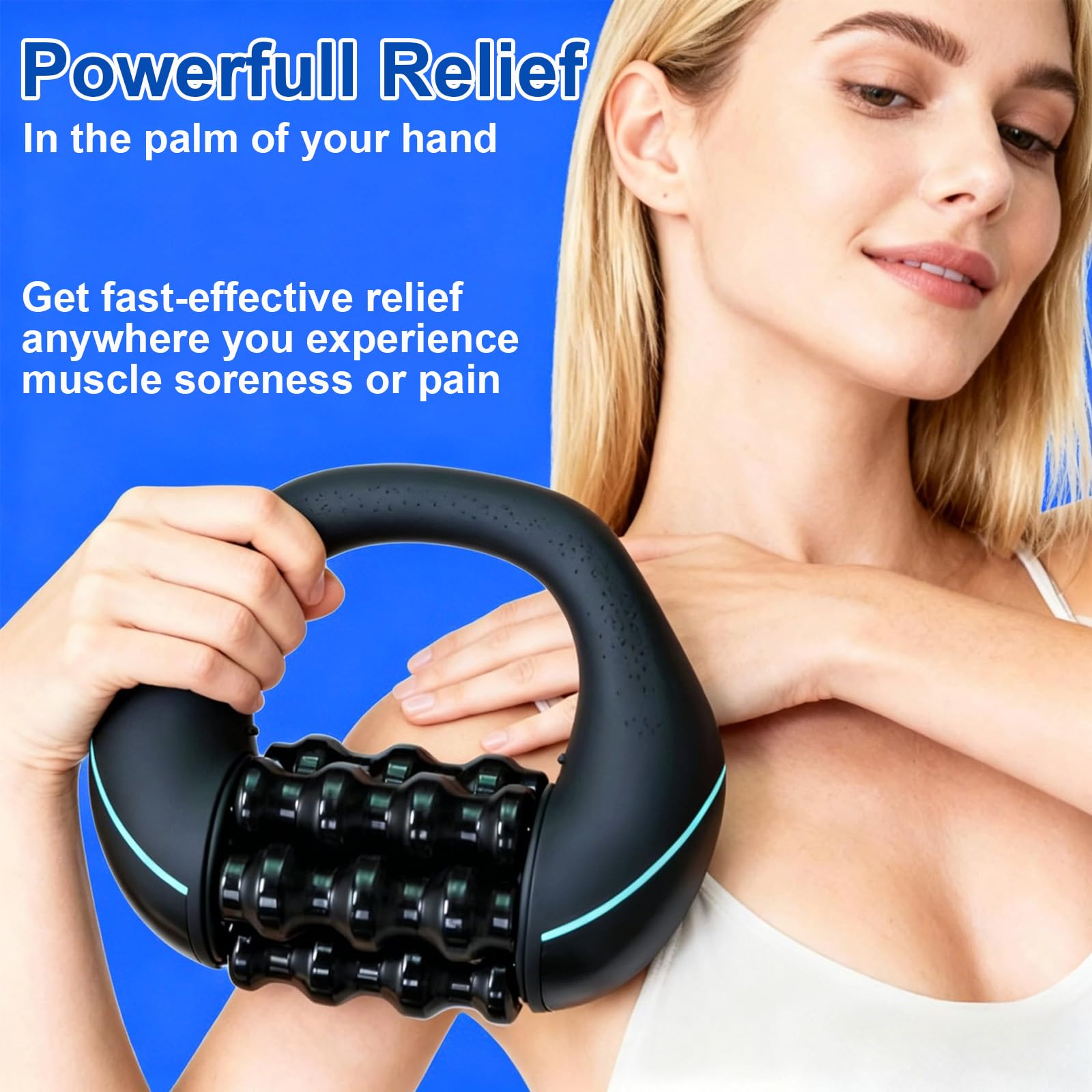 Masajeador de Rodillos Eléctrico Portátil, 3 Niveles de Intensidad | Masaje Profundo Piernas y Cuerpo, Combina percusión y rodamiento, 6 barras de masaje de giratoria libre, ajuste 3 velocidades