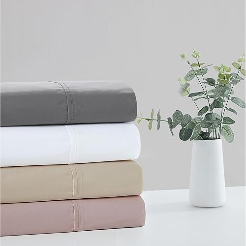 Miniatura 3 de Vince Camuto - Juego de sábanas y fundas de almohada de 4 piezas tamaño Queen de 400 hilos - Colección de algodón percal - Gris