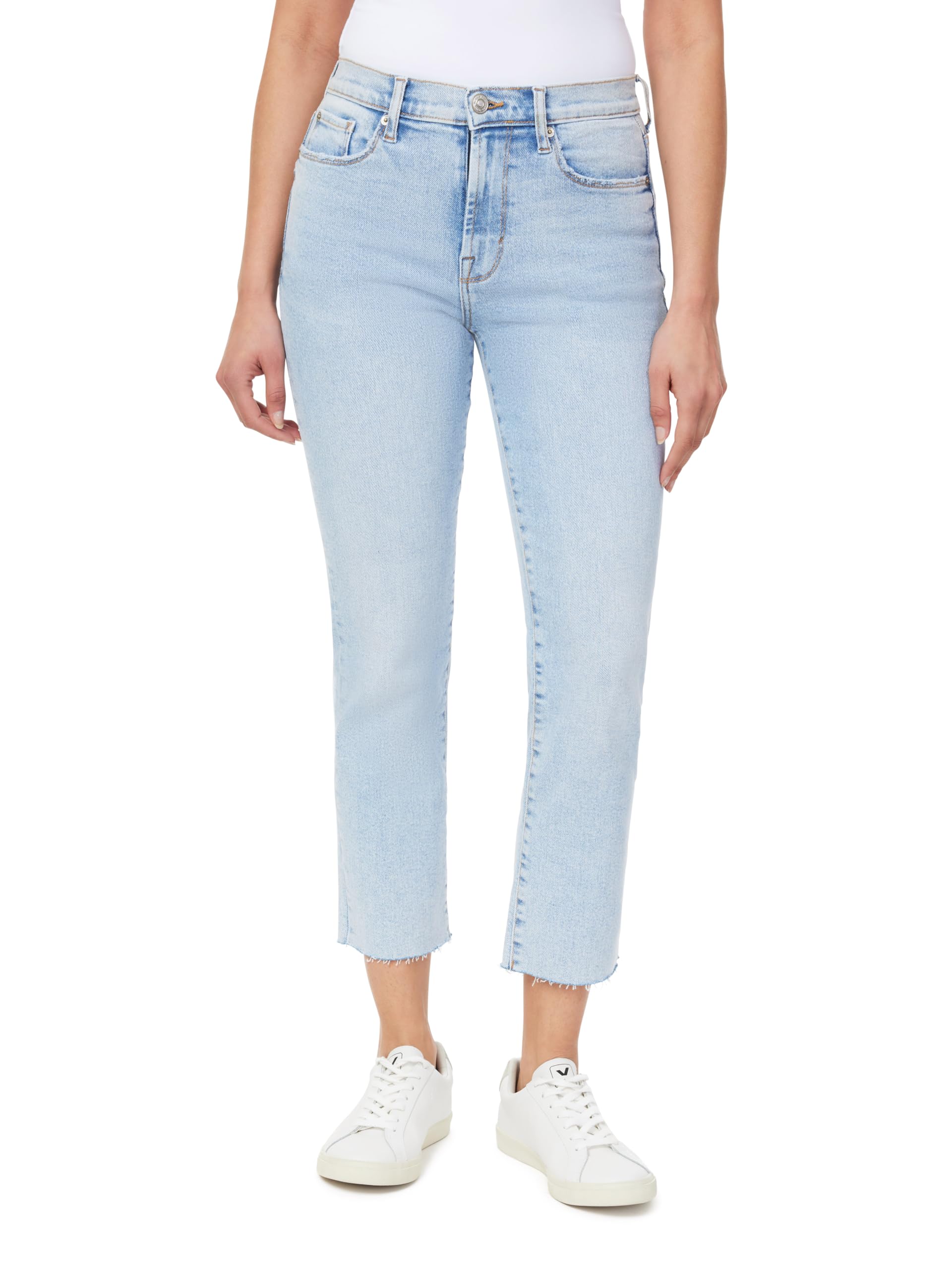 kensie Jeans Women's The Allie Vintage Luxe High-Rise Slim Straight Raw Hem 27-Inch Inseam, Sizes 0-24